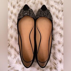 Tory Burch pointy toe flats with jeweled bow